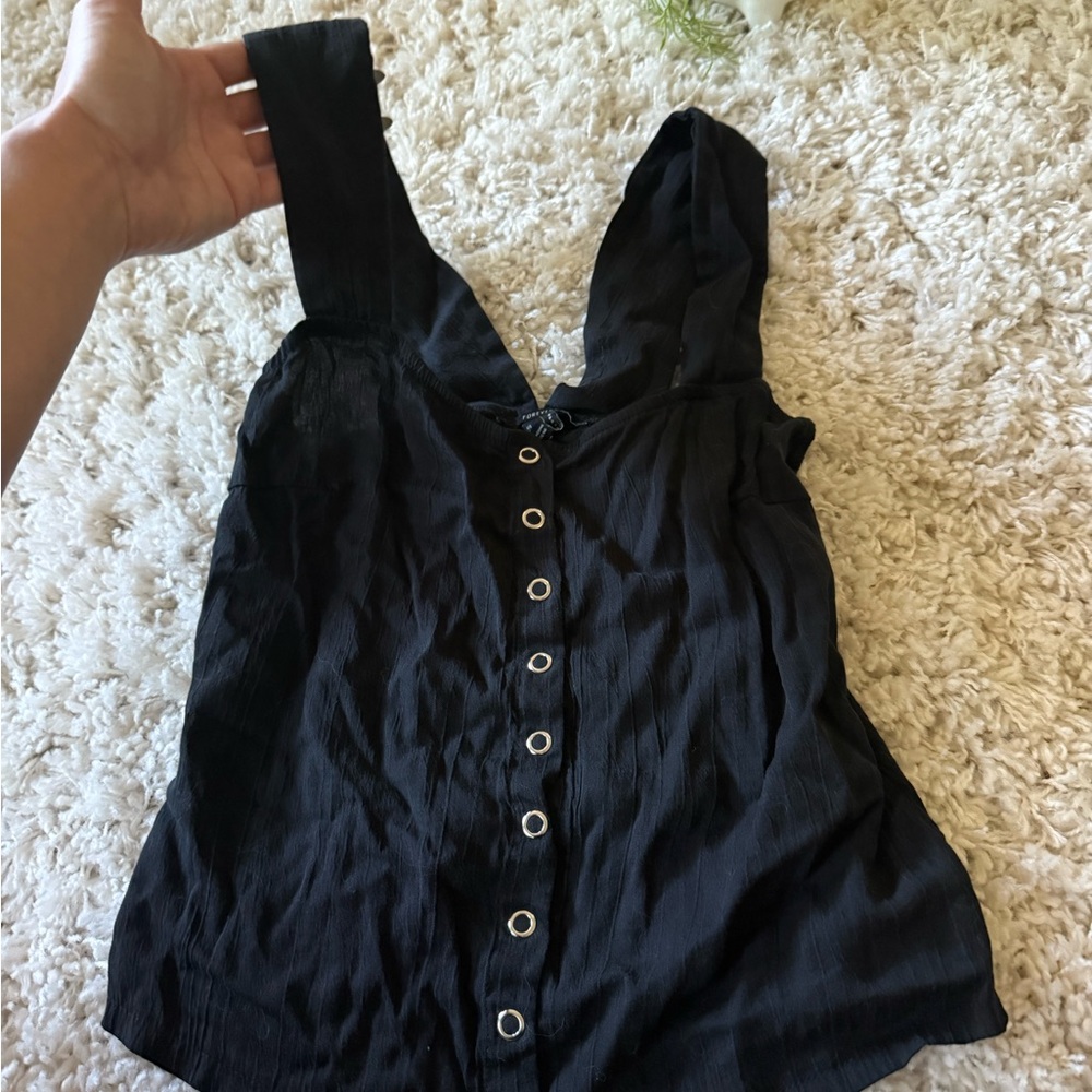 Forever 21 Midnight Black Buttoned Tank Top - Picture 1 of 6